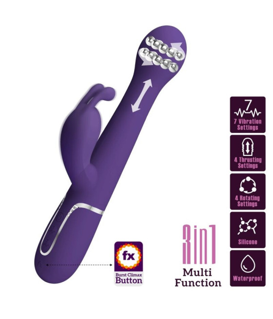 PRETTY LOVE - DEJON VIBRATORE RABBIT 3 IN 1 MULTIFUNZIONE VIOLA