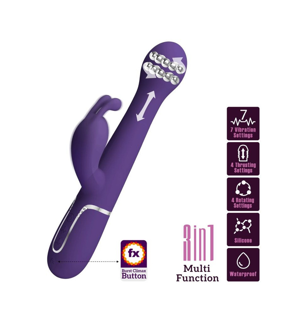 PRETTY LOVE - DEJON VIBRATORE RABBIT 3 IN 1 MULTIFUNZIONE VIOLA