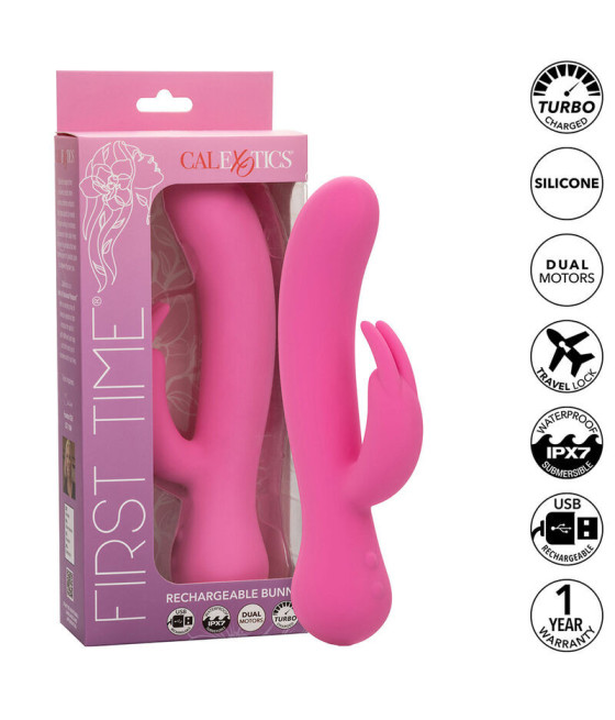 CALEXOTICS - FIRST TIME VIBRATORE CONIGLIO RICARICABILE ROSA