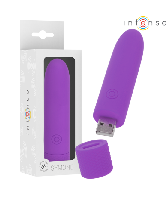 INTENSE - SYMONE BULLET VIBRANTE RICARICABILE USB 8 VIBRAZIONI VIOLA 10 X 2,2 CM