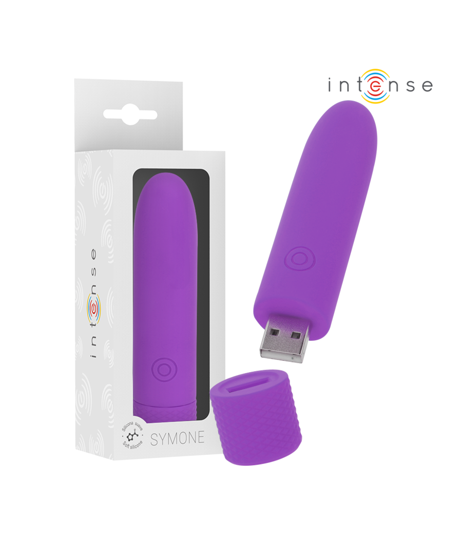 INTENSE - SYMONE BULLET VIBRANTE RICARICABILE USB 8 VIBRAZIONI VIOLA 10 X 2,2 CM