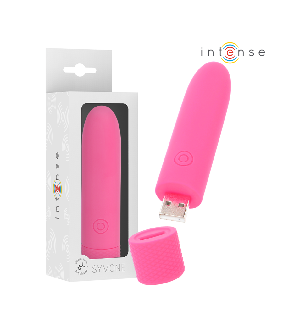 INTENSE - SYMONE USB RICARICABILE VIBRANTE BULLET 8 VIBRAZIONI ROSA 10 X 2,2 CM