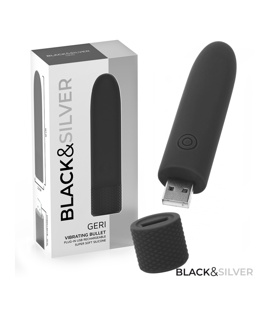 BLACK & SILVER - GERI USB RICARICABILE VIBRANTE BULLET 8 VIBRAZIONI NERO 10 X 2,2 CM