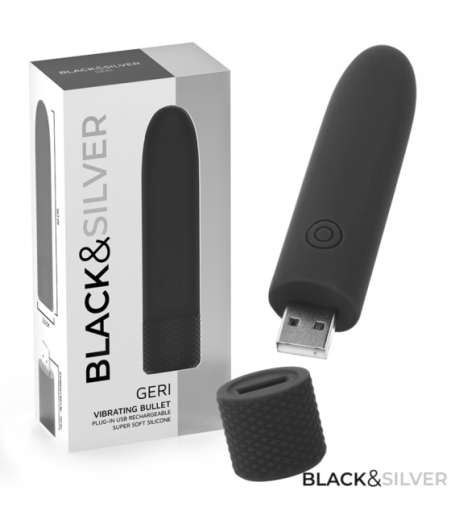 BLACK & SILVER - GERI USB RICARICABILE VIBRANTE BULLET 8 VIBRAZIONI NERO 10 X 2,2 CM
