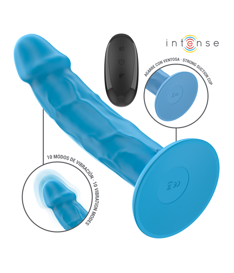 INTENSE - PHOEBE VIBRATORE REALISTICO 10 VIBRAZIONI TELECOMANDO BLU