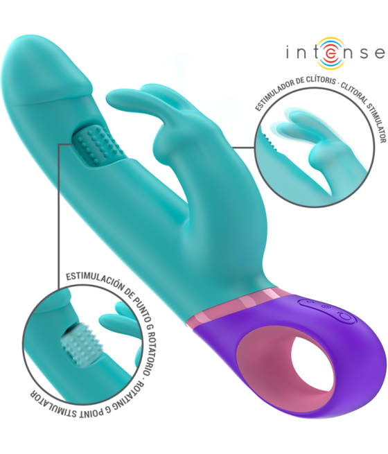 INTENSE - MONICA VIBRATORE RABBIT CON STIMOLATORE G-SPOT ROTANTE BLU