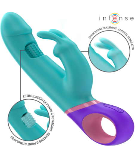 INTENSE - MONICA VIBRATORE RABBIT CON STIMOLATORE G-SPOT ROTANTE BLU