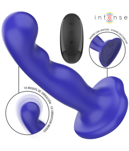 INTENSE - VIBRATORE SHORTY CON VENTOSA TELECOMANDO BLU