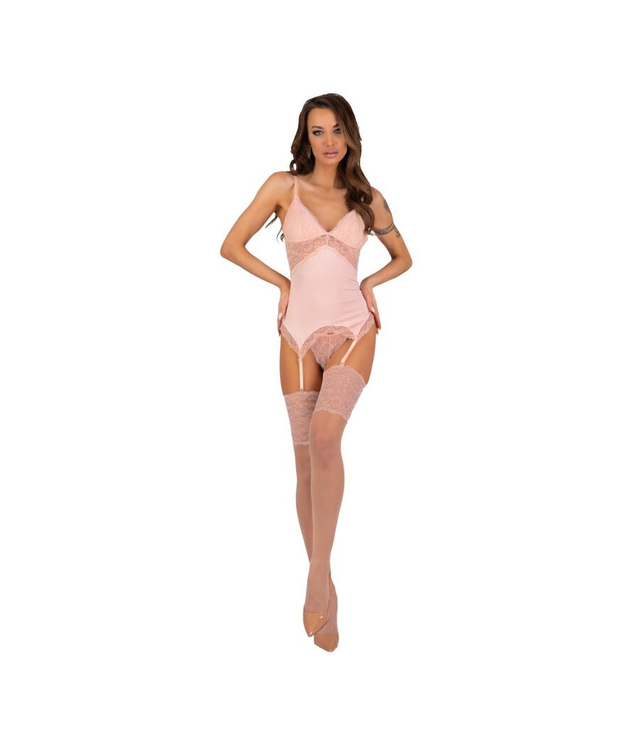LIVCO CORSETTI FASHION - PERSINNE PEACH SET CORSET + PANTY + MEDIAS