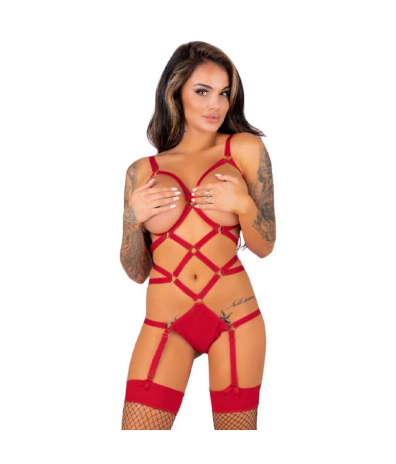 LIVCO CORSETTI FASHION -  THIARA LC 20213 SET BODY + MEDIAS ROJA S/M