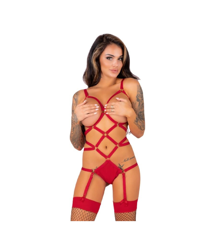 LIVCO CORSETTI FASHION -  THIARA LC 20213 SET BODY + MEDIAS ROJA S/M