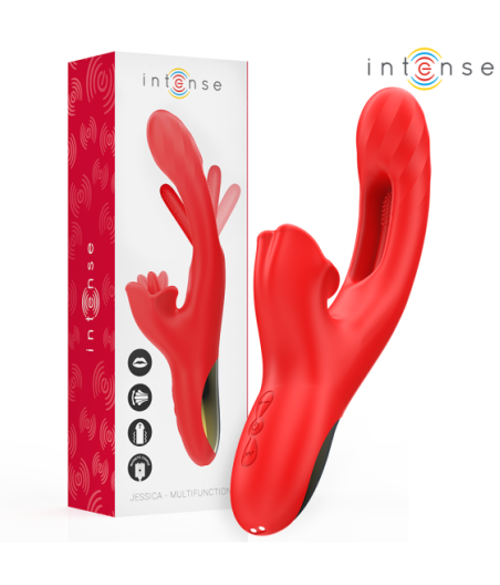 INTENSE - JESSICA VIBRATORE MULTIFUNZIONE STIMOLAZIONE CLITORIDE 24,8 CM ROSSO