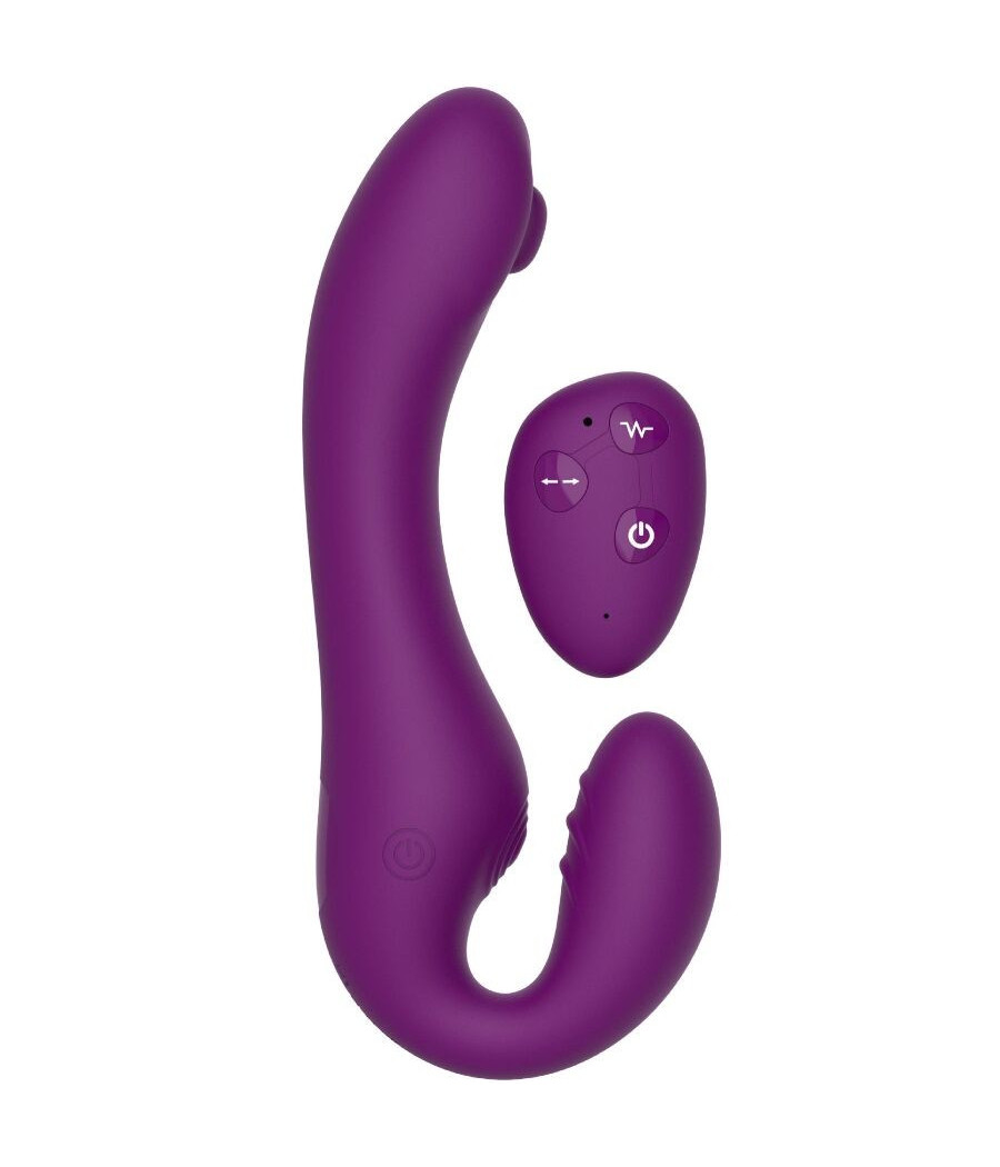 XOCOON - VIBRATORE 2 IN 1 STRAPLESS STRAP-ON CON TELECOMANDO VIOLA