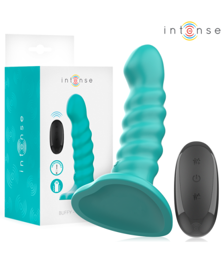 INTENSE - VIBRATORE BUFFY TAGLIA S DESIGN A SPIRALE 10 VIBRAZIONI TELECOMANDO BLU