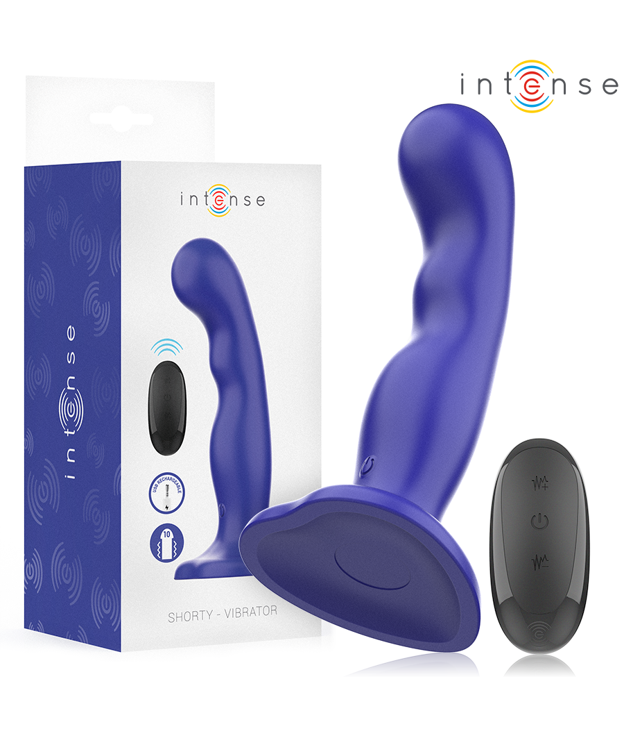 INTENSE - VIBRATORE SHORTY CON VENTOSA TELECOMANDO BLU