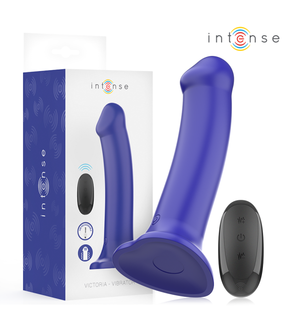INTENSE - VIBRATORE VICTORIA CON VENTOSA 10 VIBRAZIONI BLU SCURO TELECOMANDO