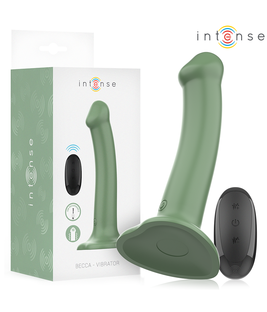 INTENSE - VIBRATORE BECCA CON VENTOSA 10 VIBRAZIONI TELECOMANDO VERDE