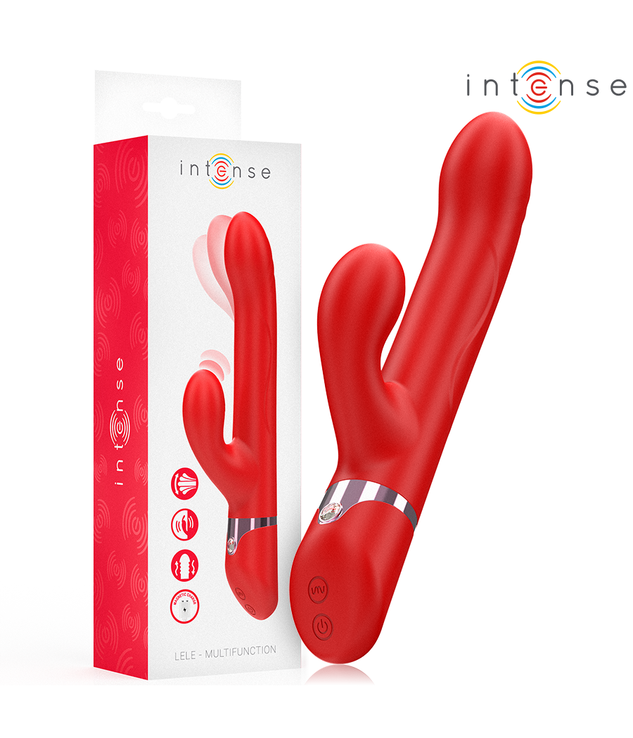 INTENSE - LELE VIBRATORE MULTIFUNZIONE ROTANTE E OSCILLANTE E STIMOLANTE ROSSO