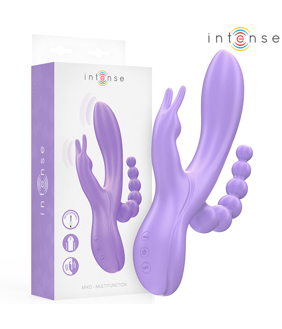 INTENSE - MIKO TRIPLO VIBRATORE CONIGLIO & STIMOLATORE & ANALE 7 VIBRAZIONI VIOLA