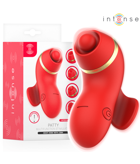 INTENSE - STIMOLATORE PATTY CON 4 TESTINE, ASPIRAZIONE, COLPIMENTO, SOLLETICO E LECCA