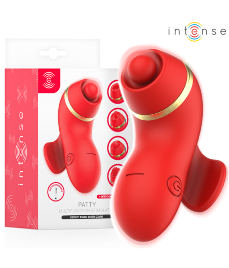 INTENSE - STIMOLATORE PATTY CON 4 TESTINE, ASPIRAZIONE, COLPIMENTO, SOLLETICO E LECCA