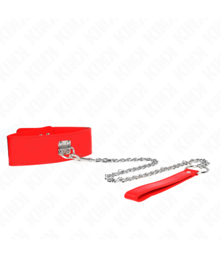 KINK - COLLANA CON CINTURA 65 CM CON LARGO CINTURINO ROSSO REGOLABILE 33,5-41 CM X 5 CM