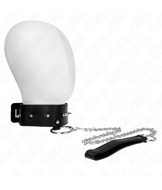 KINK - COLLANA 65 CM CON GUINZAGLIO CON BORCHIE ARGENTO MODELLO 2 REGOLABILE 36-43 CM X 5 CM