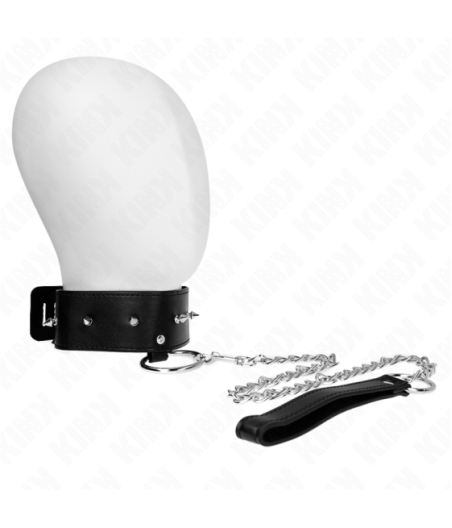 KINK - COLLANA 65 CM CON GUINZAGLIO CON BORCHIE ARGENTO MODELLO 2 REGOLABILE 36-43 CM X 5 CM