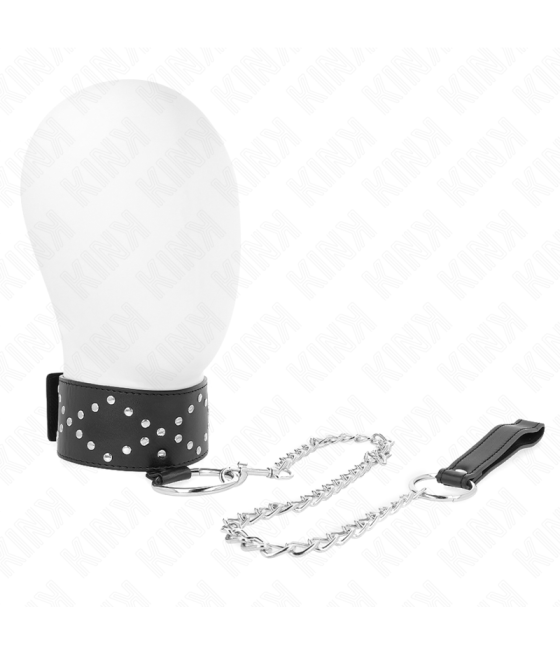 KINK - COLLANA 65 CM CON GUINZAGLIO CON BORCHIE ARGENTO MODELLO 3 REGOLABILE 36-43 CM X 5 CM