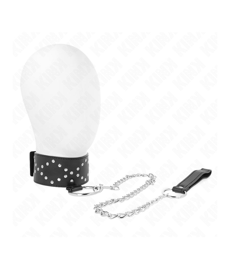 KINK - COLLANA 65 CM CON GUINZAGLIO CON BORCHIE ARGENTO MODELLO 3 REGOLABILE 36-43 CM X 5 CM