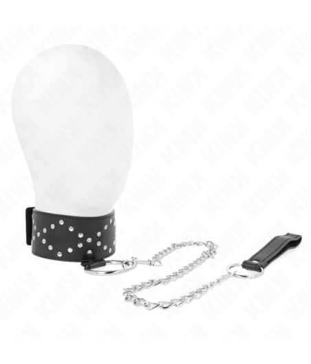 KINK - COLLANA 65 CM CON GUINZAGLIO CON BORCHIE ARGENTO MODELLO 3 REGOLABILE 36-43 CM X 5 CM