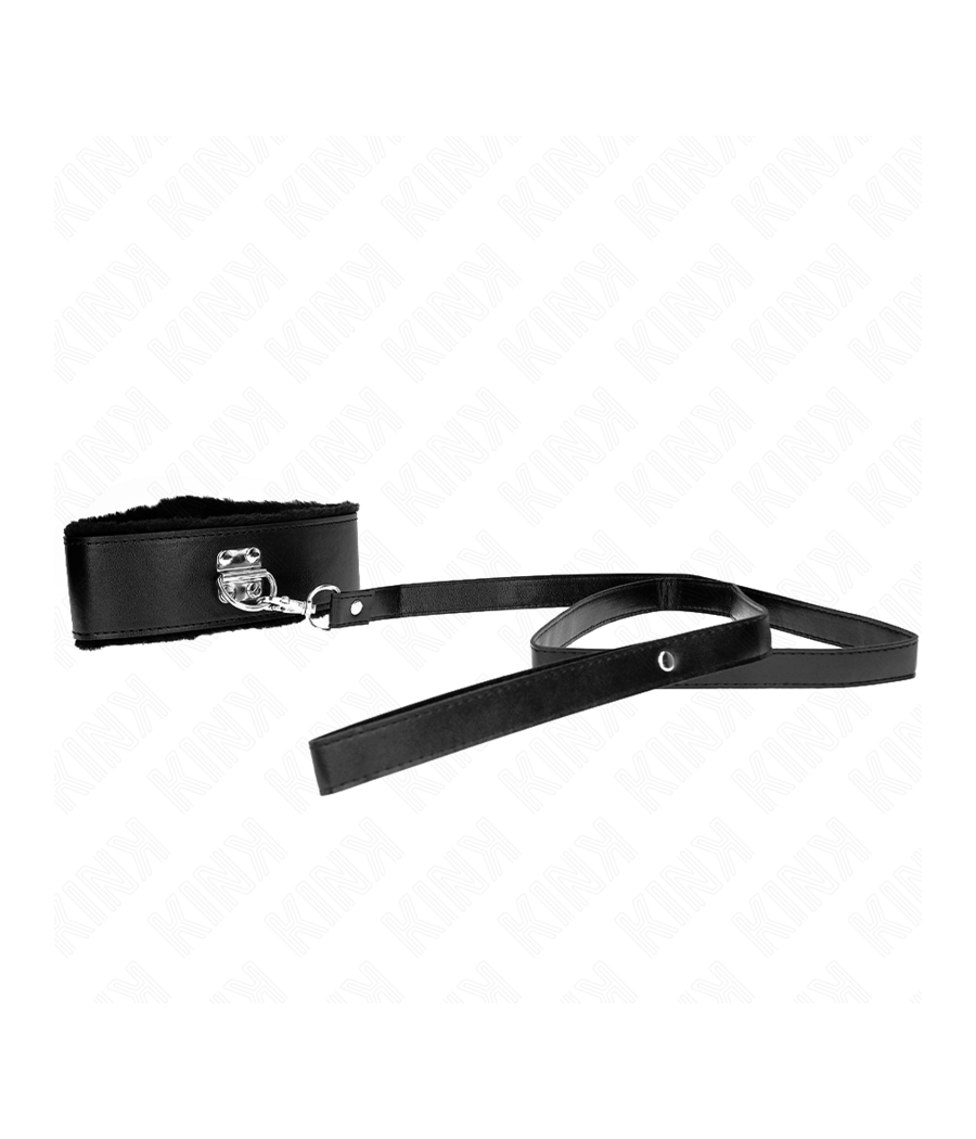 KINK - COLLANA CON GUINZAGLIO 116 CM CON BORCHIE IN ARGENTO MODELLO 4 NERO REGOLABILE 40-48 CM X 6 CM