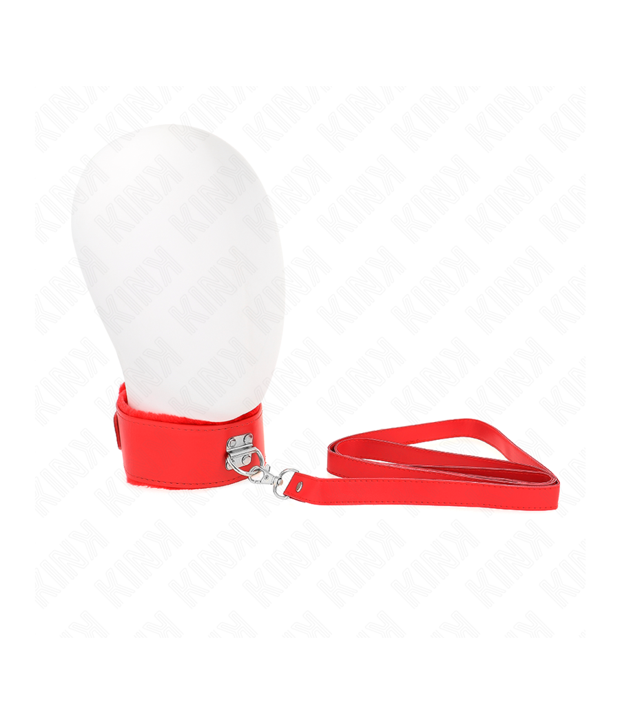 KINK - COLLANA CON GUINZAGLIO 116 CM CON BORCHIE IN ARGENTO MODELLO 4 ROSSO REGOLABILE 40-48 CM X 6 CM
