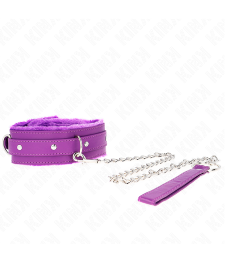 KINK - COLLARE CON GUINZAGLIO 65 CM CON RESTRIZIONI VIOLA 36-42 CM X 5,5 CM