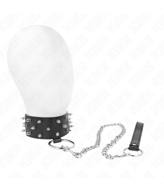 KINK - COLLANA CON GUINZAGLIO 65 CM CON BORCHIE IN ARGENTO MODELLO 5 REGOLABILE 36-43 CM X 5 CM