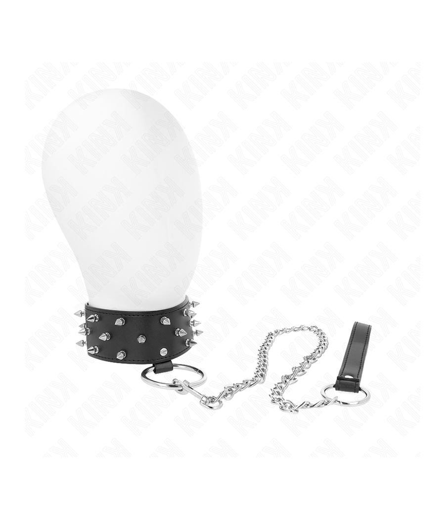 KINK - COLLANA CON GUINZAGLIO 65 CM CON BORCHIE IN ARGENTO MODELLO 5 REGOLABILE 36-43 CM X 5 CM