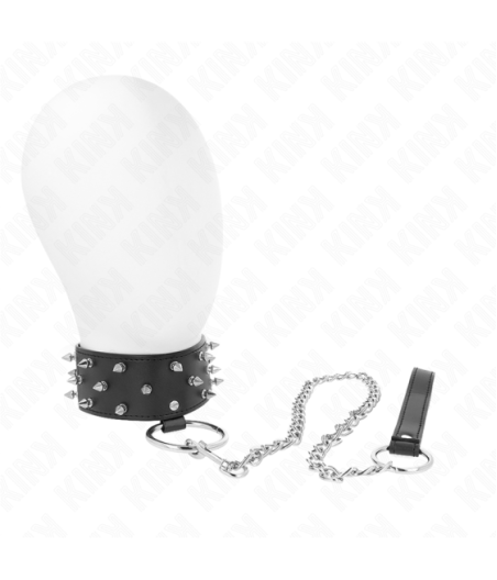 KINK - COLLANA CON GUINZAGLIO 65 CM CON BORCHIE IN ARGENTO MODELLO 5 REGOLABILE 36-43 CM X 5 CM
