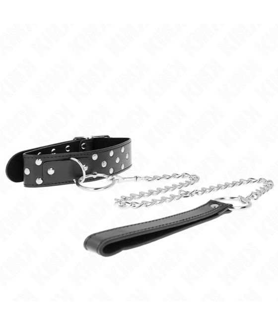KINK - COLLANA CON CINTURINO AD ANELLO RIVETTO CON CINTURA 65 CM NERO REGOLABILE 36-50 CM X 3,8 CM