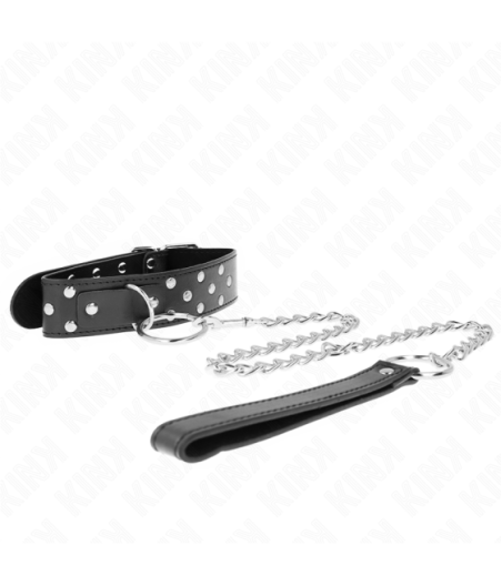 KINK - COLLANA CON CINTURINO AD ANELLO RIVETTO CON CINTURA 65 CM NERO REGOLABILE 36-50 CM X 3,8 CM