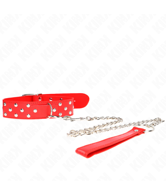 KINK - COLLANA CON CINTURINO AD ANELLO RIVETTO CON CINTURA 65 CM ROSSO REGOLABILE 36-50 CM X 3,8 CM
