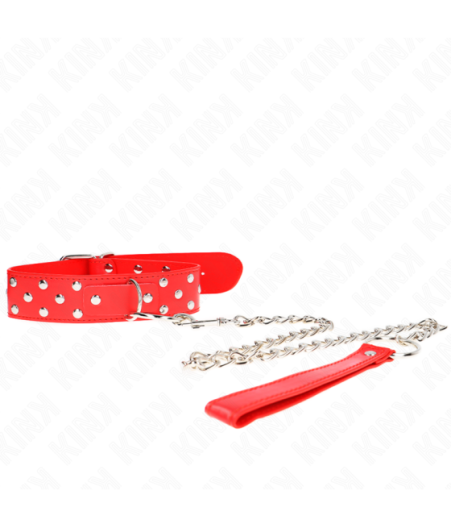 KINK - COLLANA CON CINTURINO AD ANELLO RIVETTO CON CINTURA 65 CM ROSSO REGOLABILE 36-50 CM X 3,8 CM