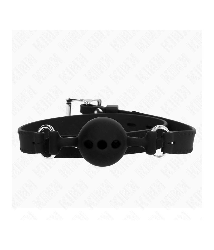 KINK - BAVAGLIO IN SILICONE INTERO 55 x 2 CM CON SFERA DA 4 CM MISURA S NERO REGOLABILE 35-51 CM