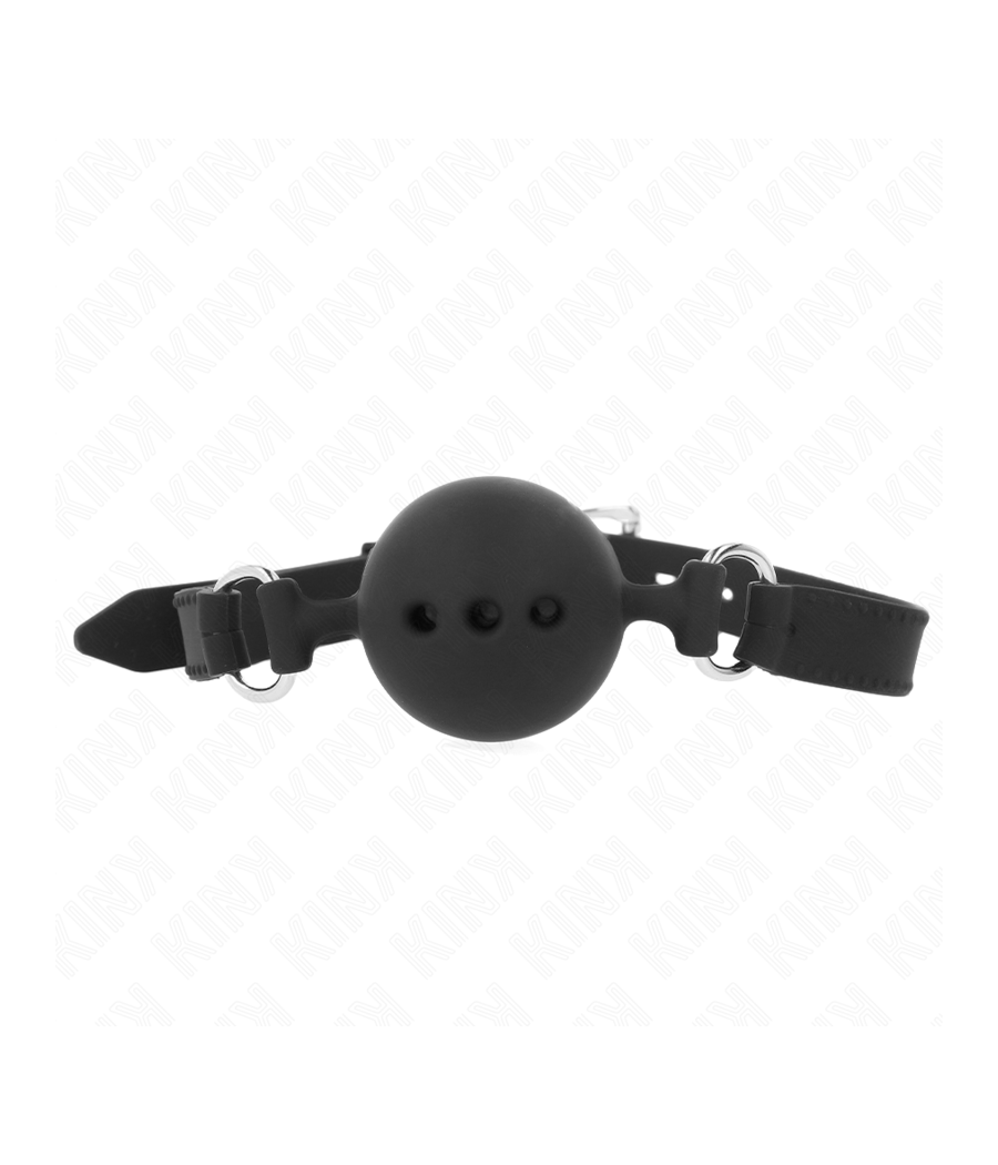 KINK - BAVAGLIO IN SILICONE INTERO 55 x 2 CM CON SFERA DA 4,5 CM MISURA M NERO REGOLABILE 35-51 CM
