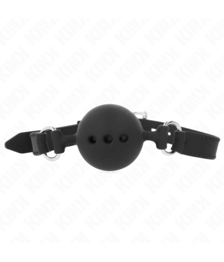 KINK - BAVAGLIO IN SILICONE INTERO 55 x 2 CM CON SFERA DA 4,5 CM MISURA M NERO REGOLABILE 35-51 CM