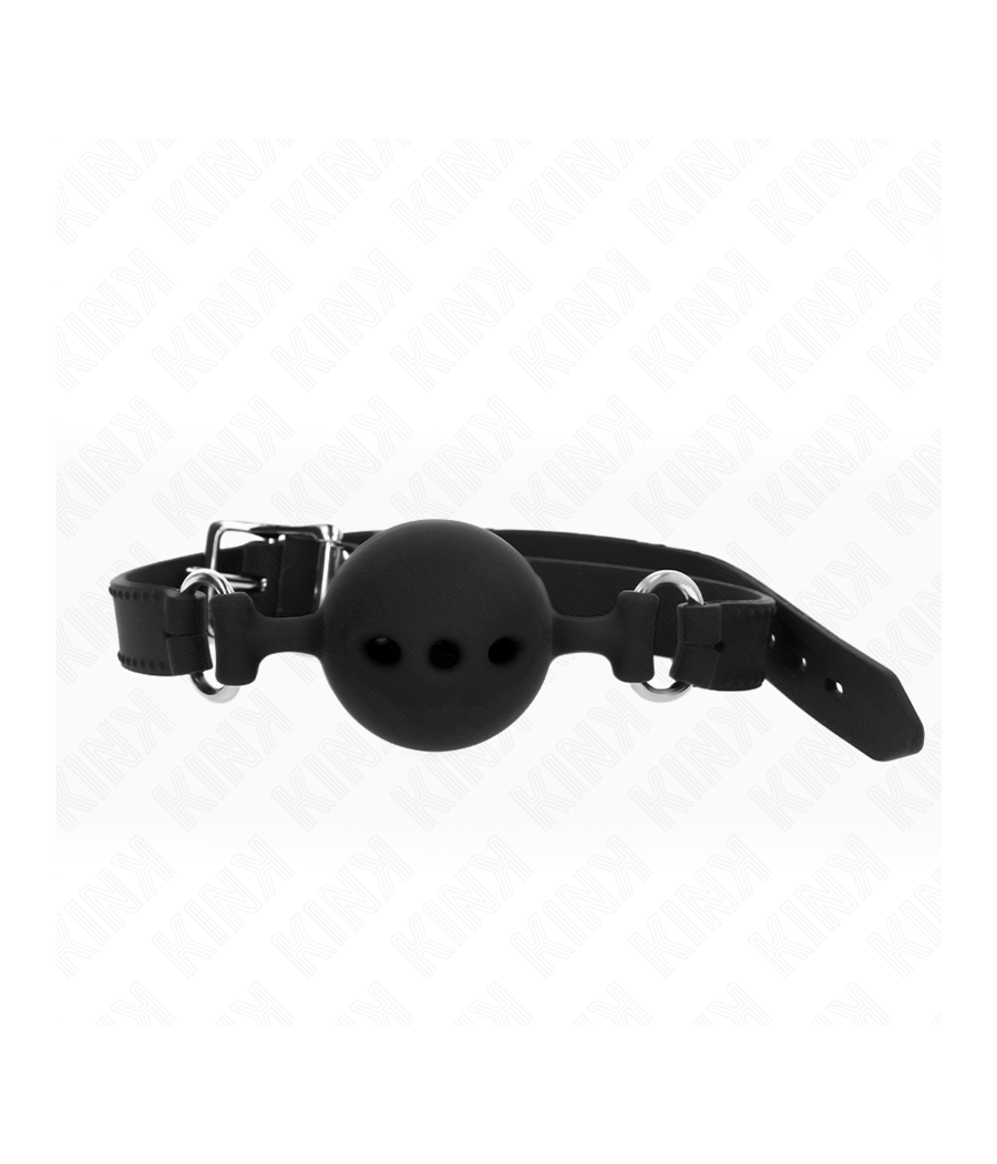KINK - BAVAGLIO IN SILICONE INTERO 55 x 2 CM CON SFERA DA 5 CM MISURA L NERO REGOLABILE 35-51 CM