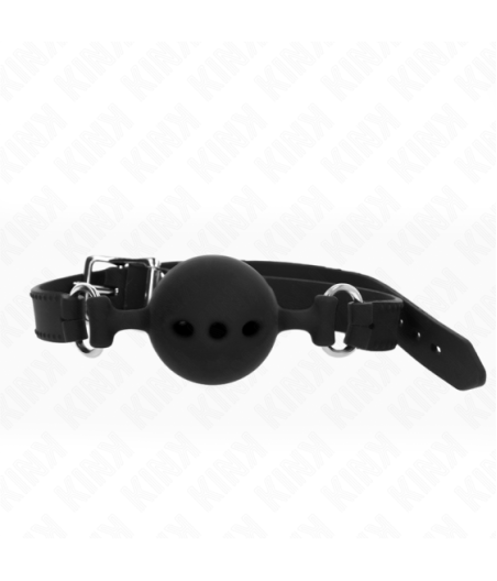 KINK - BAVAGLIO IN SILICONE INTERO 55 x 2 CM CON SFERA DA 5 CM MISURA L NERO REGOLABILE 35-51 CM
