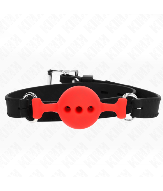 KINK - BAVAGLIO IN SILICONE INTERO 55 x 2 CM CON SFERA DA 4 CM MISURA S ROSSO REGOLABILE 35-51 CM
