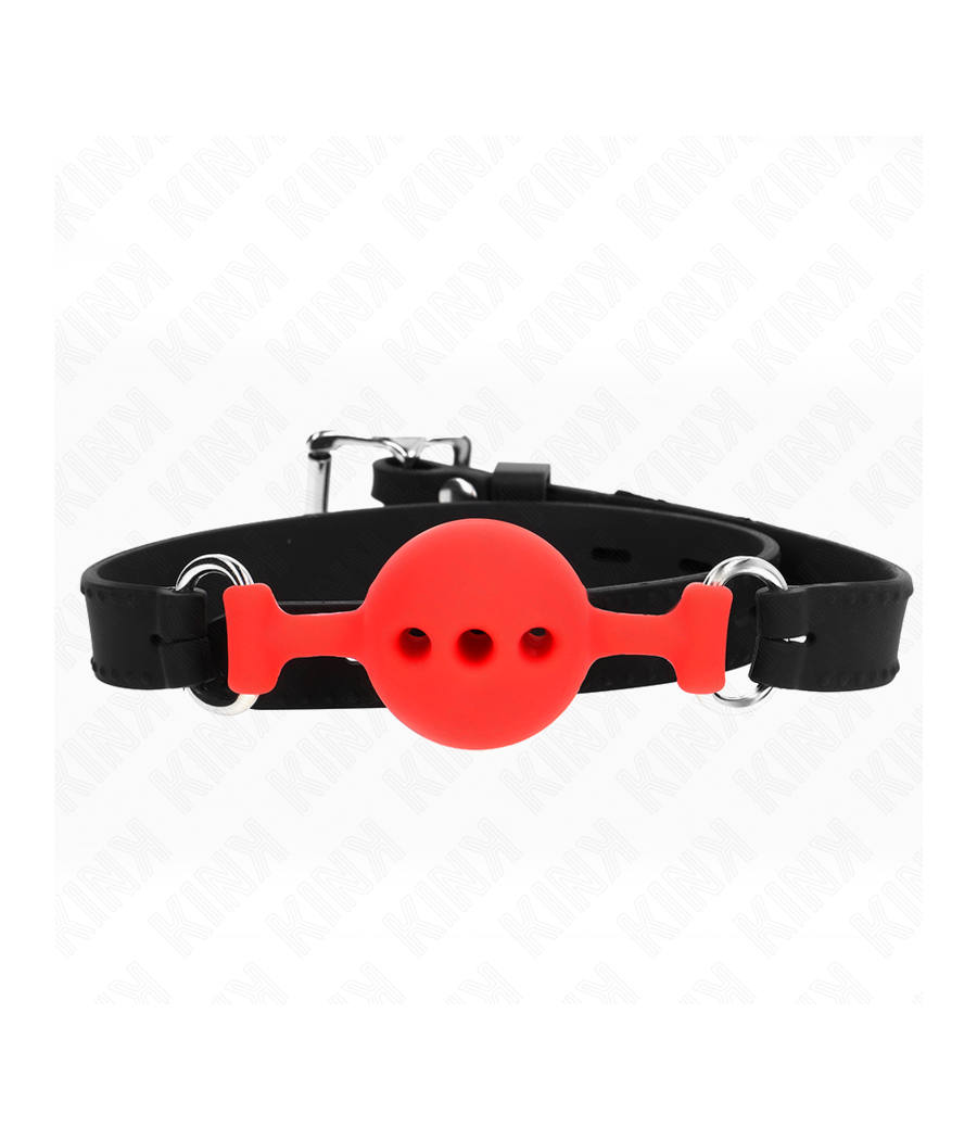 KINK - BAVAGLIO IN SILICONE INTERO 55 x 2 CM CON SFERA DA 4 CM MISURA S ROSSO REGOLABILE 35-51 CM