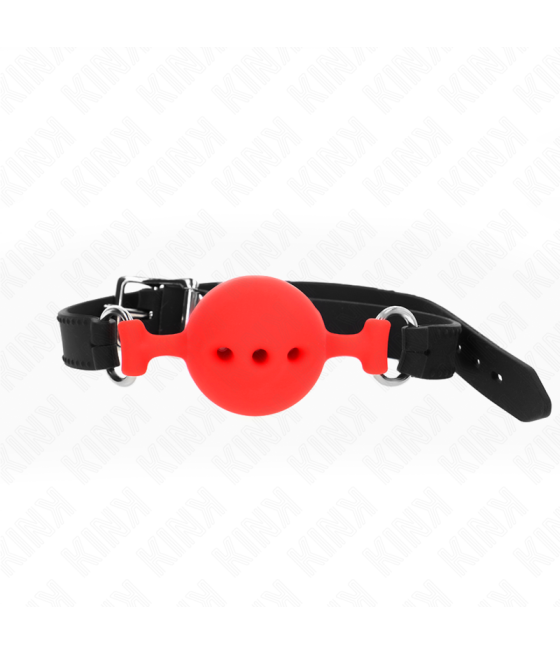 KINK - BAVAGLIO IN SILICONE INTERO 55 x 2 CM CON SFERA DA 4,5 CM MISURA M ROSSO REGOLABILE 35-51 CM
