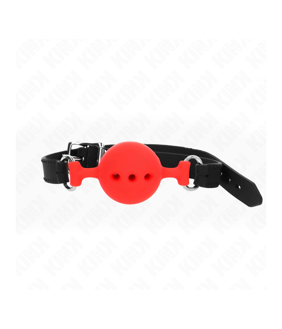 KINK - BAVAGLIO IN SILICONE INTERO 55 x 2 CM CON SFERA DA 4,5 CM MISURA M ROSSO REGOLABILE 35-51 CM